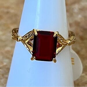 Bomb Party Retro RBP2860 Garnet on Gold Mermaid’s Tail Ring